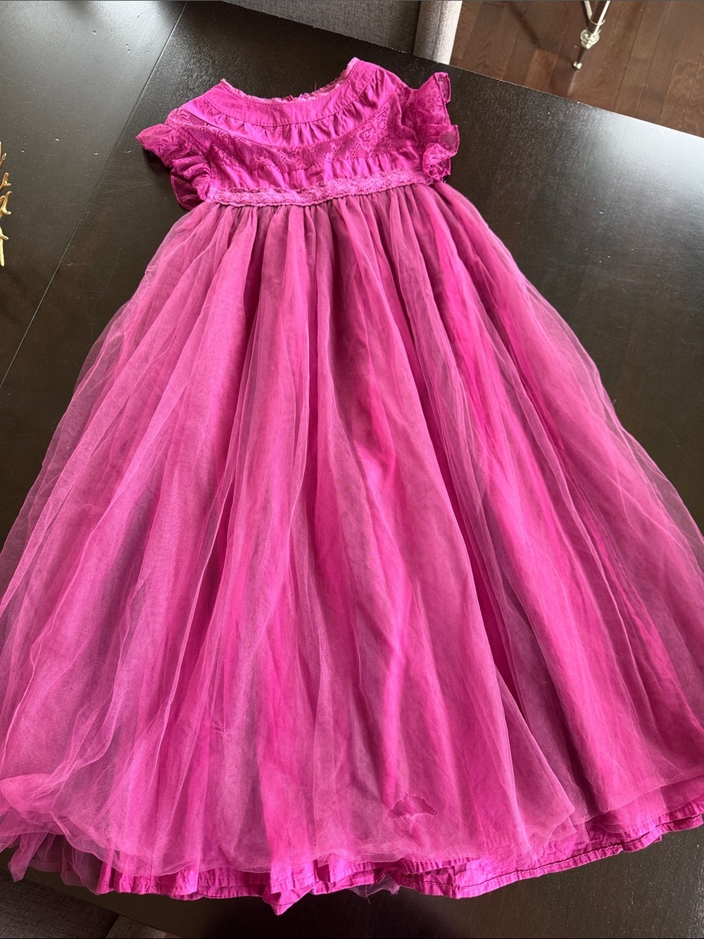 Girls' purple Tulle Party Dress with Ruffled Bodice